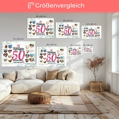 Geschenk Leinwand individuell Königin wird 50 Geburtstag mit Fotos