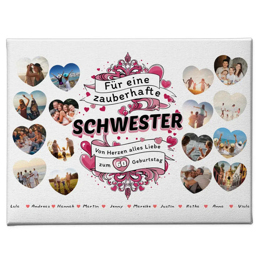 Leinwand Geschenk Geburtstag Zauberhafte Schwester mit Alter 1