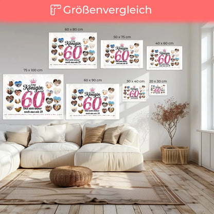 Leinwand als Geschenkidee Königin wird 60 Geburtstag mit Herz Fotos