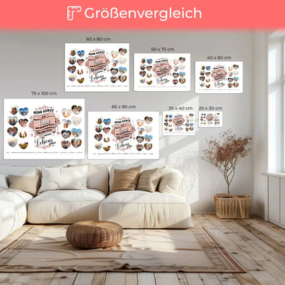 Personalisierte Leinwand Keine Sorge Oma 8 Fotos in Herzform