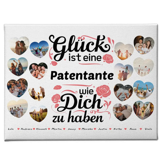 Leinwand personalisiert Glück ist eine Patentante wie du Geburtstag 1