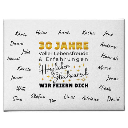 Leinwand Geschenk 30 Geburtstag Wir feiern dich mit Unterschriften