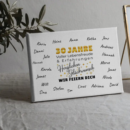 Leinwand Geschenk 30 Geburtstag Wir feiern dich mit Unterschriften