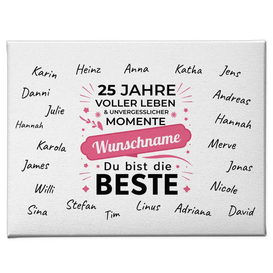 Leinwand Geschenk personalisiert 25 Geburtstag Schöne Momente mit Namen 1