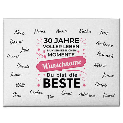 Leinwand Geschenk 30 Geburtstag Du bist die Beste mit Unterschriften 1