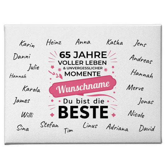 Leinwand personalisiert 65 Geburtstag Schöne Momente mit Unterschriften 1