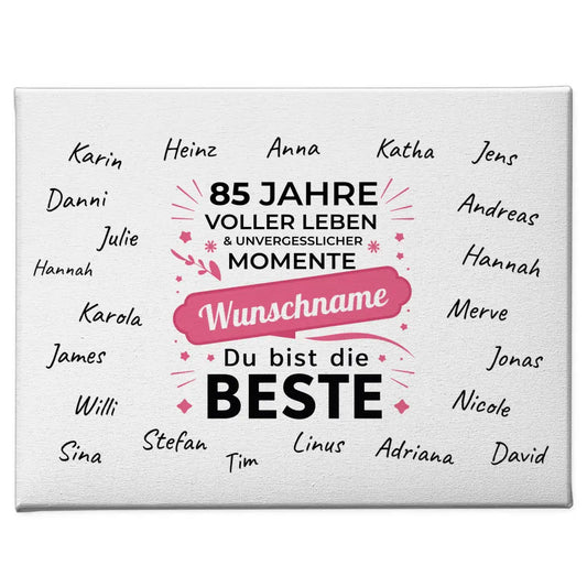 Leinwand Geschenk personalisiert 85 Geburtstag Schöne Momente mit Namen 1