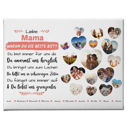 Geschenk Leinwand individuell Mama Geburtstag Warum du die beste bist