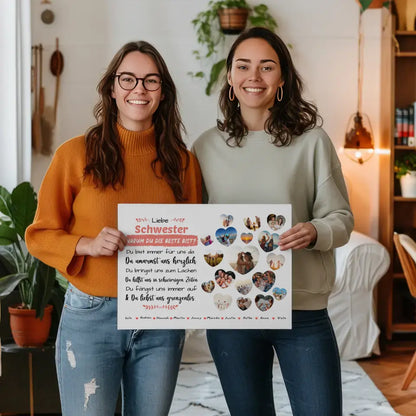 Geschenk Leinwand personalisiert Schwester Geburtstag Warum du die beste bist