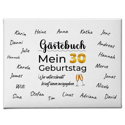 Leinwand Geschenk Gästebuch 30 Geburtstag mit Unterschriften