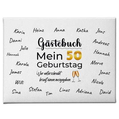 Leinwand Geschenk Gästebuch 50 Geburtstag mit Unterschriften 1