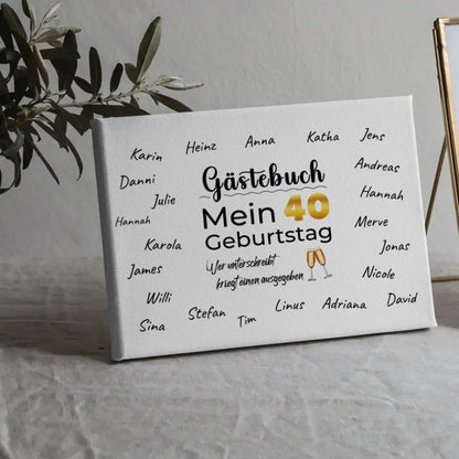 Geschenk Leinwand individuell Gästebuch 40 Geburtstag mit Unterschriften 5