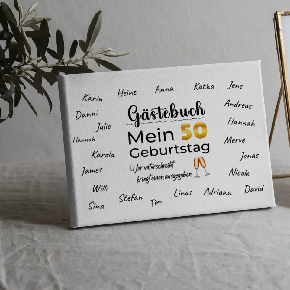 Leinwand Geschenk Gästebuch 50 Geburtstag mit Unterschriften 5