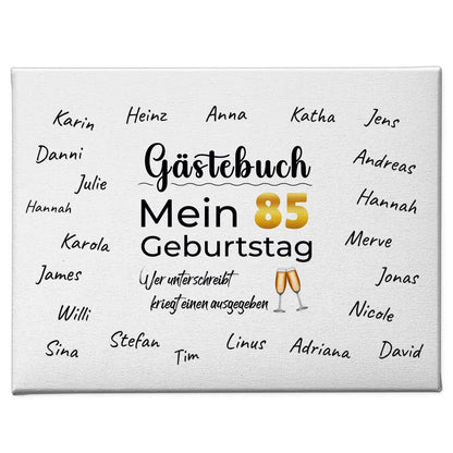 Leinwand Geschenk personalisiert Gästebuch 85 Geburtstag mit Unterschriften