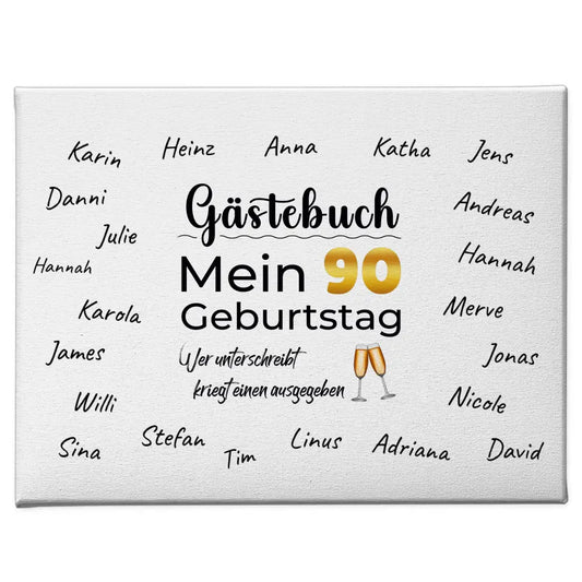 Leinwand Geschenk Gästebuch 90 Geburtstag mit Unterschriften 1