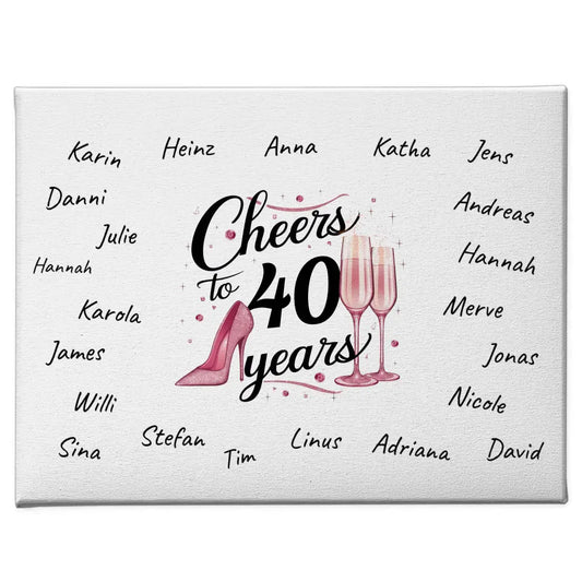 Leinwand Gästebuch 40 Geburtstag mit Unterschriften Personalisiert 1