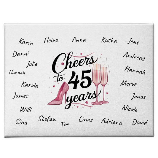 Leinwand personalisiert Gästebuch 45 Geburtstag mit Unterschriften 1