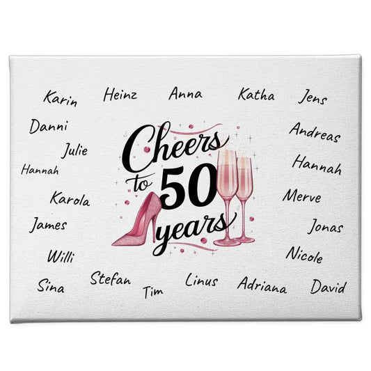 Personalisierte Leinwand Gästebuch 50 Geburtstag mit Unterschriften 1