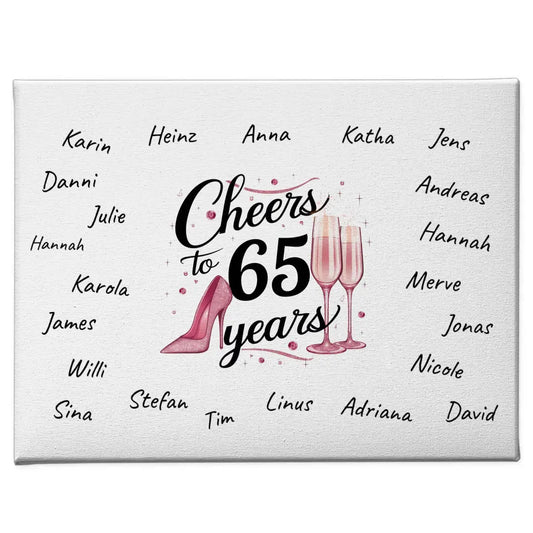 Leinwand Geschenk personalisiert Gästebuch 65 Geburtstag mit Unterschriften 1
