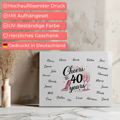 Leinwand Gästebuch 40 Geburtstag mit Unterschriften Personalisiert