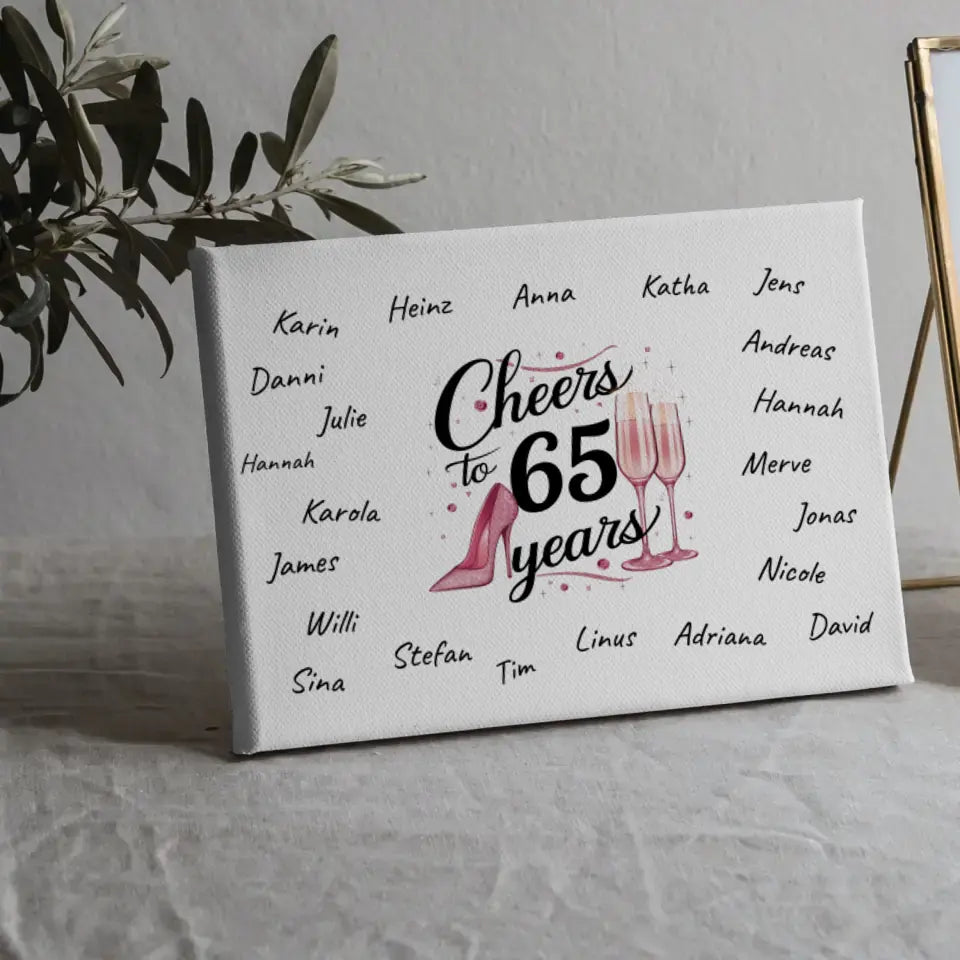 Leinwand Geschenk personalisiert Gästebuch 65 Geburtstag mit Unterschriften