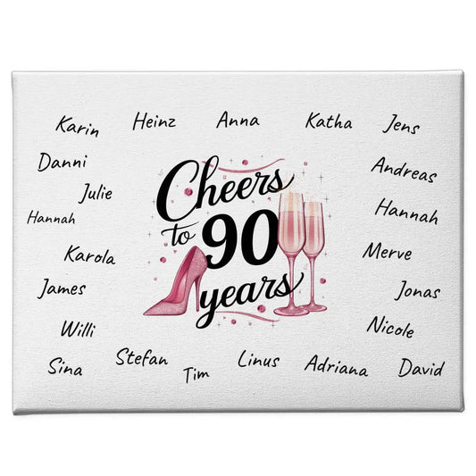 Leinwand Geschenk Gästebuch 90 Geburtstag mit Unterschriften 1