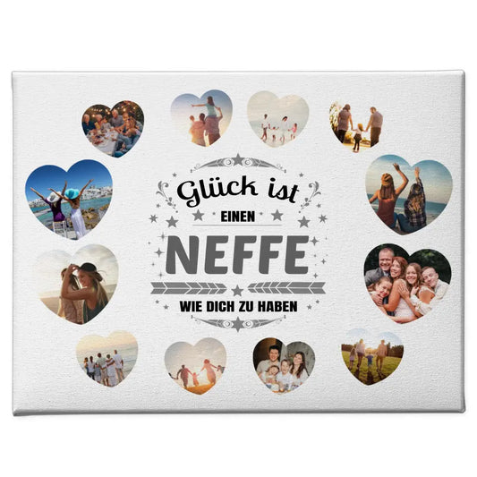 Leinwand personalisiert Glück ist Neffe wie Du mit 12 Fotos 1