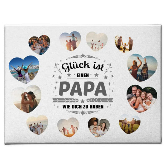 Leinwand Glück ist Papa wie Du mit 12 Fotos Personalisiert