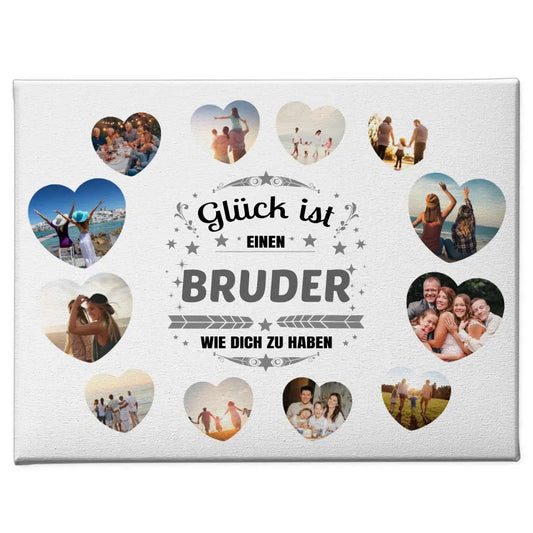 Personalisierte Leinwand Glück ist Bruder wie Du mit 12 Fotos 1