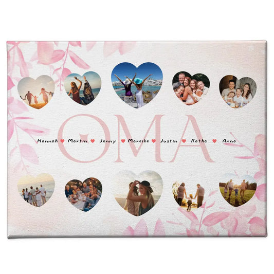 Leinwand Geschenk personalisiert Oma Geschenk Liebe mit Namen und Fotos 1