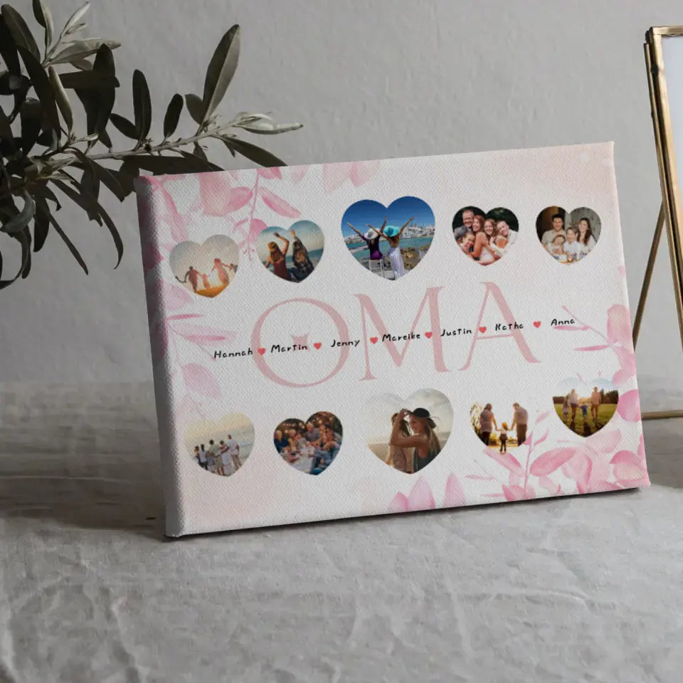 Leinwand Geschenk personalisiert Oma Geschenk Liebe mit Namen und Fotos