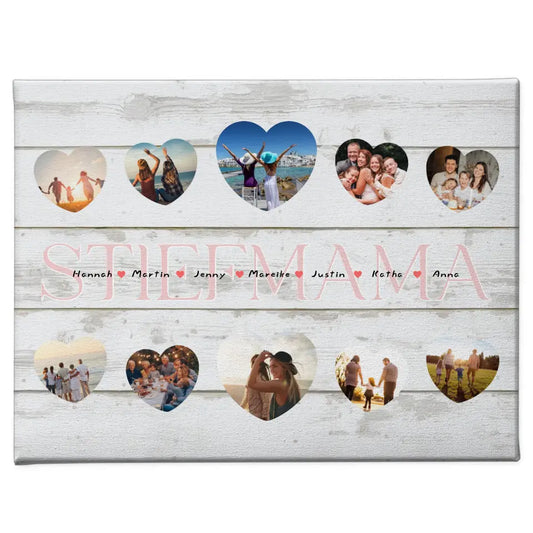 Leinwand personalisiert Stiefmama Geschenk Liebe mit Namen und Fotos 1