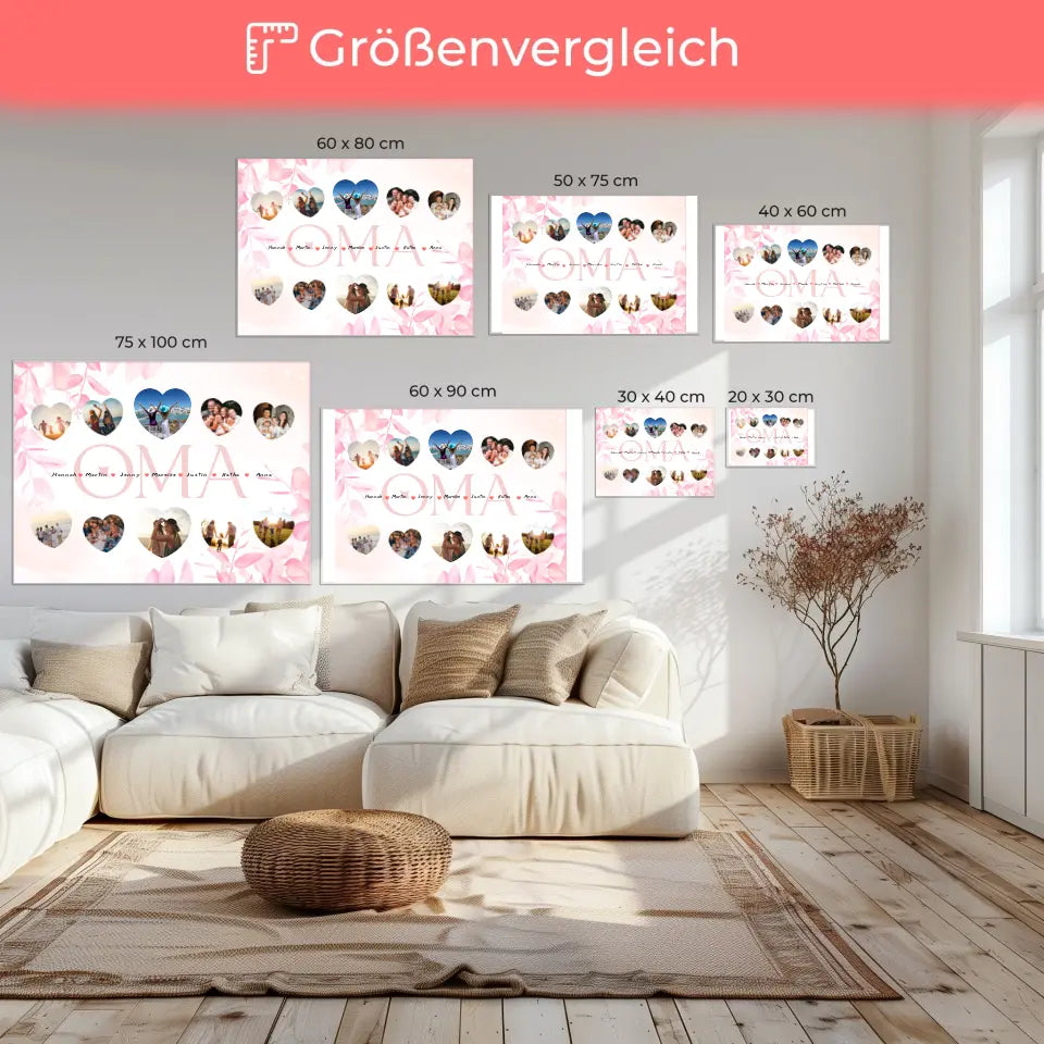 Leinwand Geschenk personalisiert Oma Geschenk Liebe mit Namen und Fotos