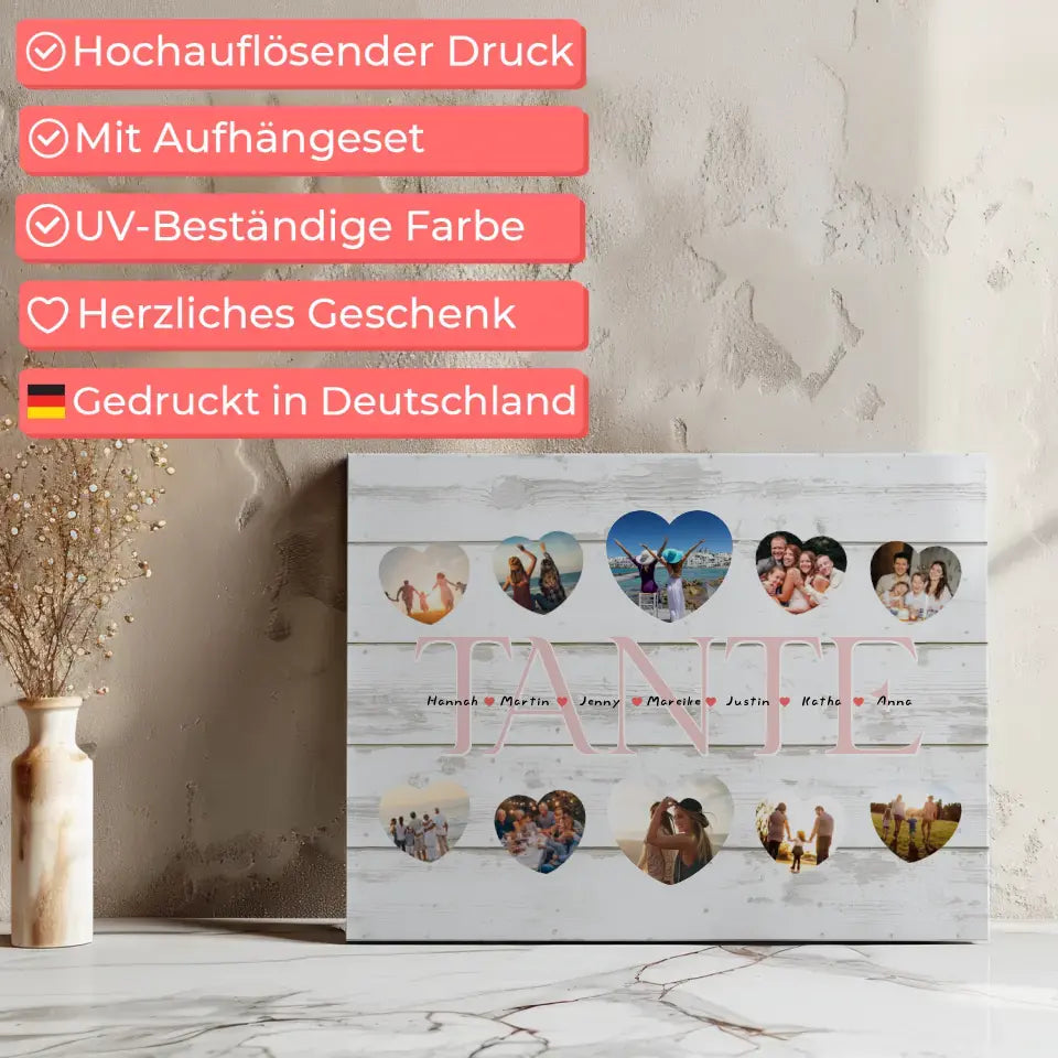 Eigenes Design Leinwand Tante Geschenk Liebe mit Namen und Fotos