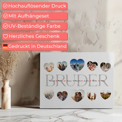 Eigenes Design Leinwand Bruder Geschenk Liebe mit Namen und Fotos