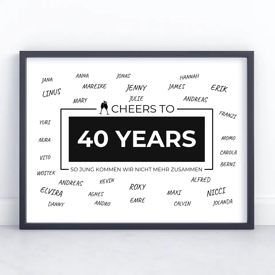 Individuelles Poster Cheers To 40 Geburtstag Für Unterschriften