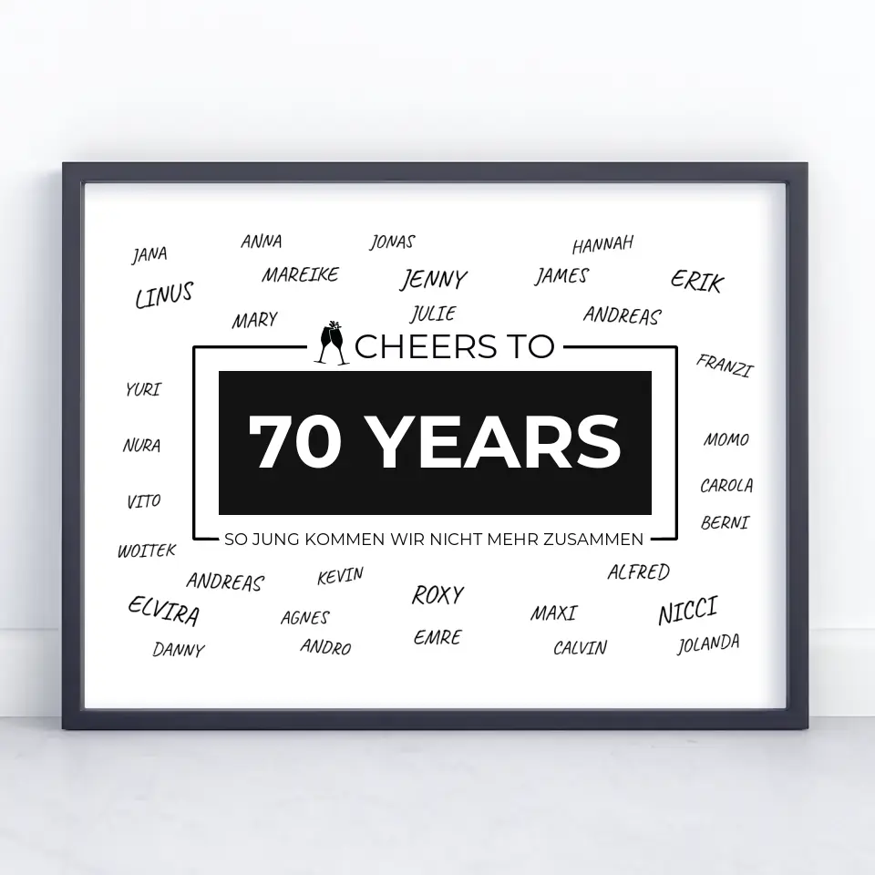 Eigenes Design Poster Cheers To 70 Geburtstag Mit Unterschriften