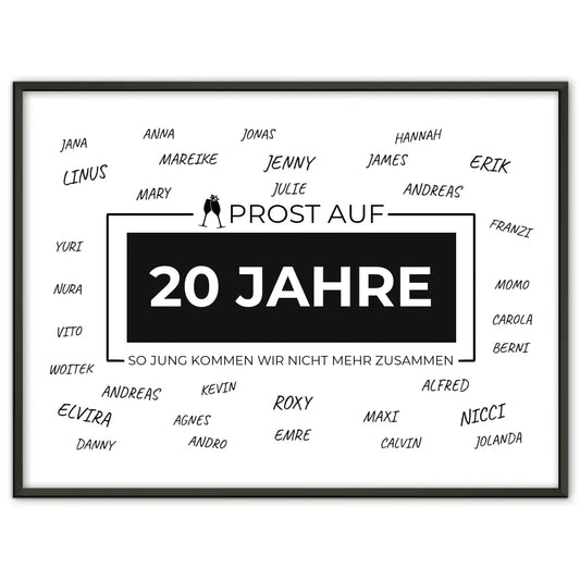 Geschenkposter personalisiert Prost Auf 20 Geburtstag Mit Unterschriften