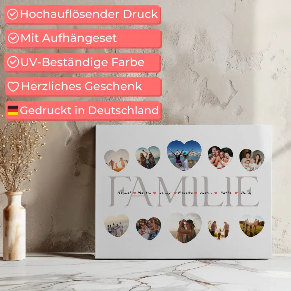 Geschenk Leinwand personalisiert Familie Geschenk Liebe mit Namen und Fotos