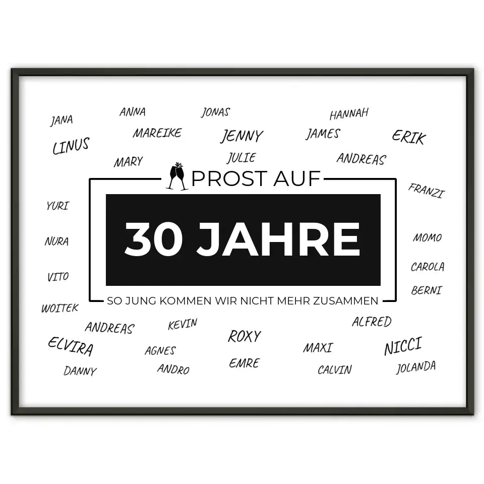 Poster personalisiert Prost Auf 30 Geburtstag Für Unterschriften