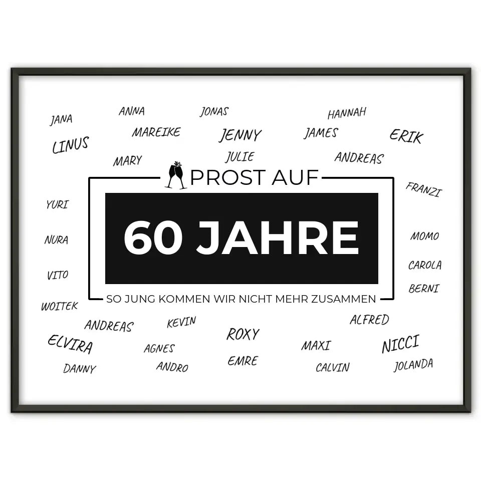 Individuelles Poster Prost Auf 60 Geburtstag Mit Unterschriften