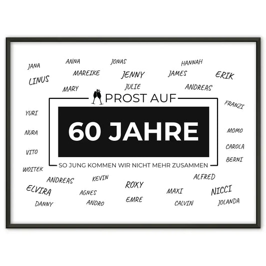 Individuelles Poster Prost Auf 60 Geburtstag Mit Unterschriften