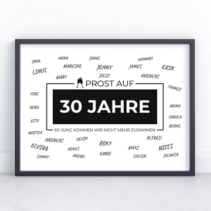 Poster personalisiert Prost Auf 30 Geburtstag Für Unterschriften