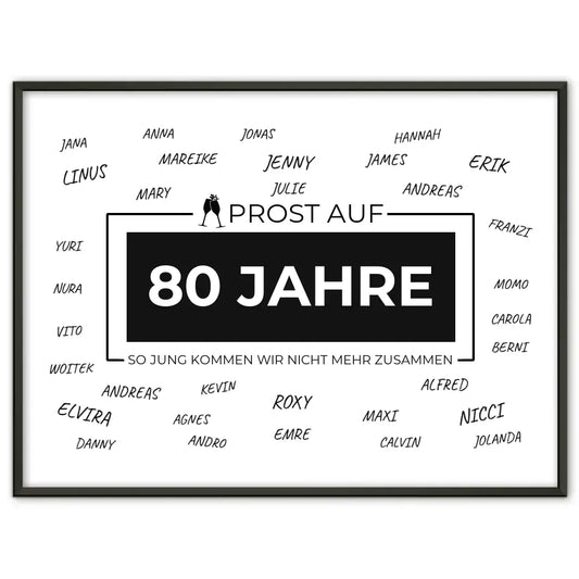 Poster Geschenk Prost Auf 80 Geburtstag Mit Unterschriften