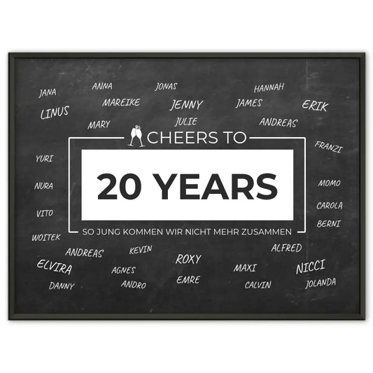Poster als Geschenkidee Cheers To 20 Geburtstag Für Unterschriften