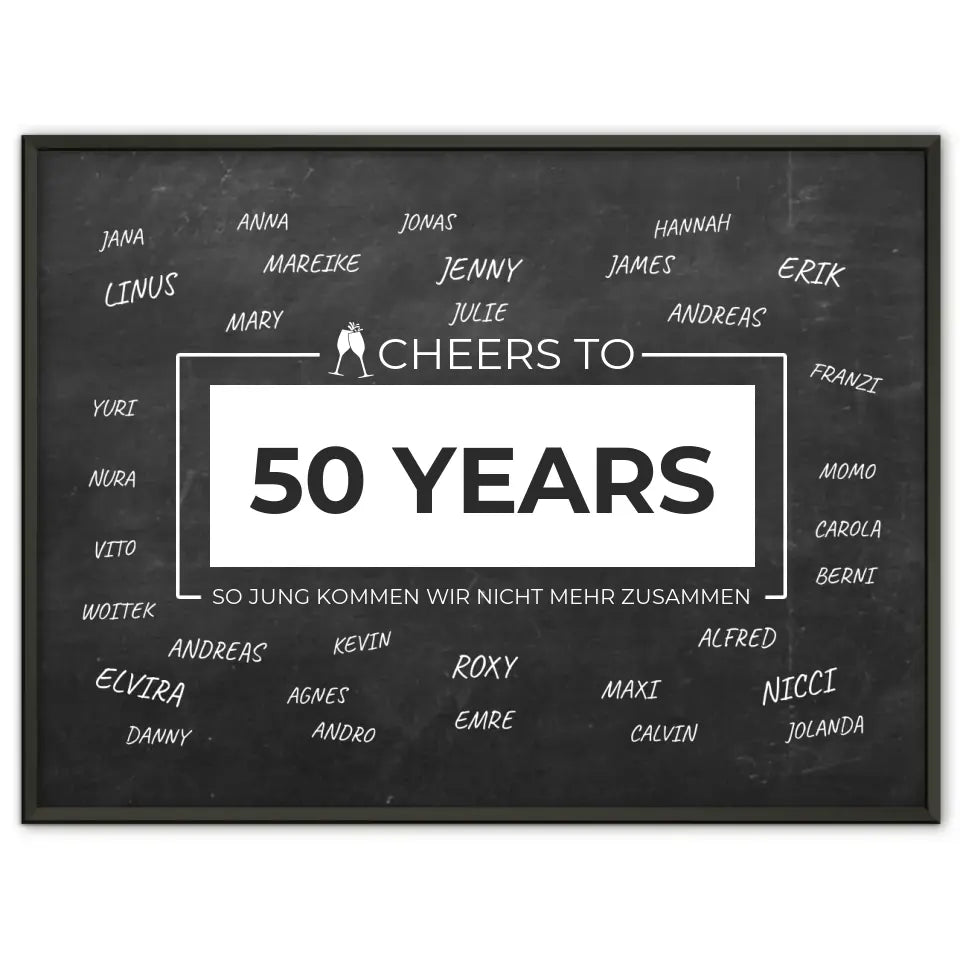 Poster personalisiert Cheers To 50 Geburtstag Mit Unterschriften