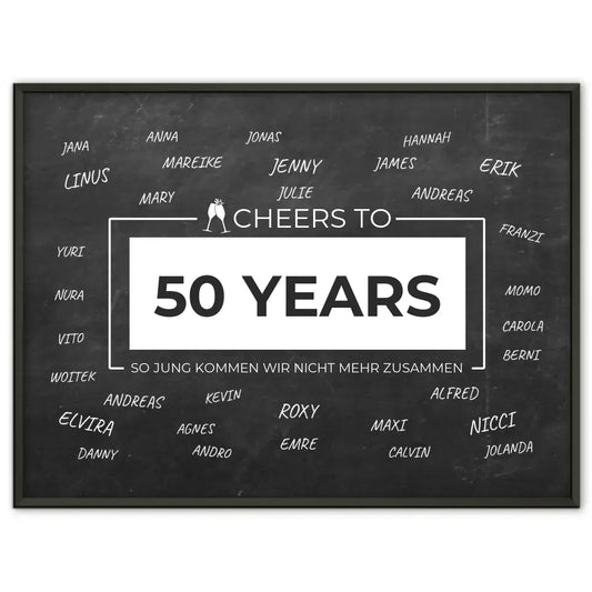 Poster personalisiert Cheers To 50 Geburtstag Mit Unterschriften