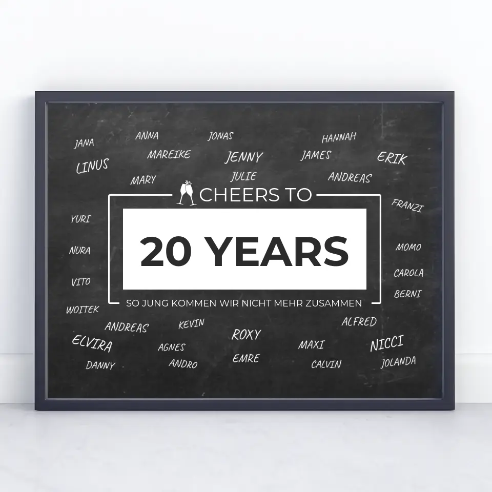 Poster als Geschenkidee Cheers To 20 Geburtstag Für Unterschriften