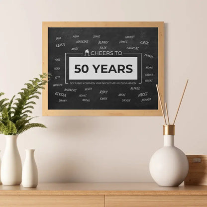 Poster personalisiert Cheers To 50 Geburtstag Mit Unterschriften