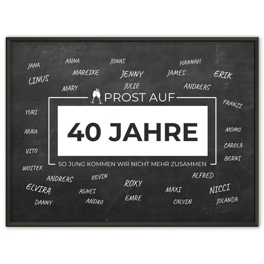 Poster als Geschenkidee Prost Auf 40 Geburtstag Mit Unterschriften